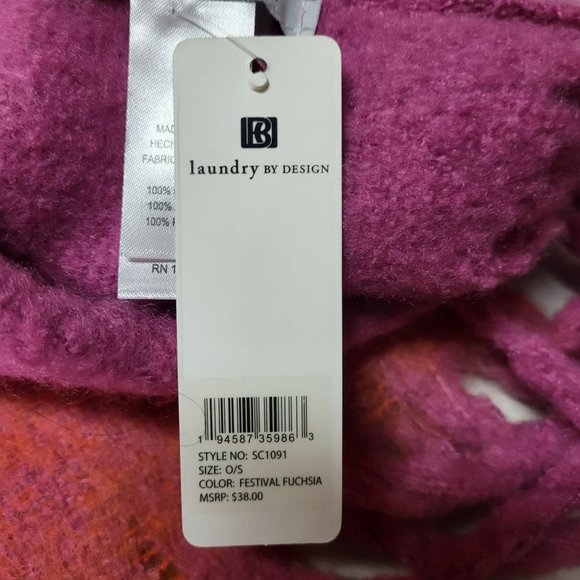 New Laundry by Design Women's Scarf Pink Rust Fringe Neck Warmer Accesories‎ - Picture 10 of 12